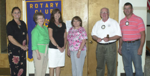 R-T Photo/Diane Lowrey New officers and board members of the Trenton Rotary Club include, from left, Teresa Cross, board member; Jerri Manuel, treasurer; Jean Peace, secretary; Sarah Maloney, vice president; Gary Black, president; and Joe Brinser, outgoing president and board liaison. Not pictured are board members Gary Jordan and Mary Easter.