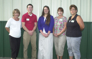 R-T Photo/Diane Lowrey Faculty members hired during Tuesday night’s Trenton R-9 Board of Education meeting were, from left, Terri Figg, part-time speech pathologist at Rissler; Kameron Cool, THS paraprofessional; Sarah Pauley, TMS paraprofessional; Barbara Elliott, third grade teacher; and Colleena Johnson, fifth grade teacher. Not pictured is Katy Hollinger, paraprofessional at the success center.