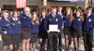 Submitted Photo The Gilman City FFA Chapter took nine members to the 86th FFA National Convention in Louisville, KY. Those members were Morgan Mulnix, Morgan Reed, Skylar Reynolds, Haize Wilson, Hayley Burnett, Joslyn Newton, Trevor Burrows, Rosie Parsons and Hannah Snuffer. While at the convention, they visited Churchill Downs, attended the Dierks Bentley concert, enjoyed a rodeo, the hypnotist show and they also attended the leadership sessions and the American Degree ceremony to watch Mason Ward and Danielle Myers receive their degrees. The group stopped at Union Station and the Arch in St. Louis on the trip to Louisville. Many laughs were made along the way and we made new friends from many states. We look forward to attending convention next year. (By Morgan Reed Gilman City FFA Chapter Reporter)