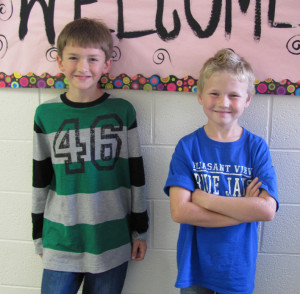 Submitted Photo Andrew Huffstutter, left, and Hayden Pipes were recognized as the Pleasant View R-6 School September Students of the Month for the character education trait, “truthfulness.” Andrew is the son of Aaron Huffstutter and Lisa Huffstutter. Hayden is the son of Jason and Brandi Pipes. 