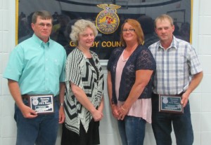 Photo Courtesy of Grundy R-5 FFA Receiving the Honorary Degree during Thursday night’s Grundy R-5 FFA Banquet were, from left, Punky and Lori Owens and Staci and Steven McLain.