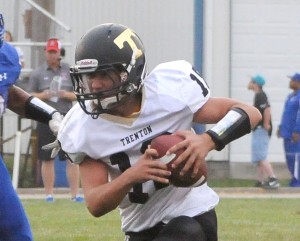 R-T Photo/Seth Herrold Quarterback Kail McCarter leads Trenton in rushing with 195 yards through two weeks. He also is tied for the team lead with three rushing touchdowns.