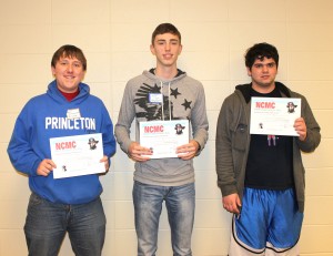 Submitted Photo   Winners in the North Central Missouri College Math Explorations Day were, from left, Jacob Schwenneker, Princeton High School, first place individual problem solving; Austin Libeer, Brookfield High School, second place individual problem solving; and Chase Baker of Brookfield High School, third place individual problem solving.