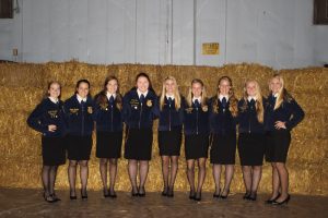 Submitted Photo On Nov. 2, nine Trenton FFA members traveled to Gallatin High School to compete in the area fall speaking contest. Pictured are, from  left, Emily Kasinger, who received third, Jayden Roeder, who received first, Karli Crawford, who received participant, Mariah Fox, who received first, Allena Allen, who received second, Tenna Roberts, who received second, Katerina Black, who received second, Hannah Persell, who received first, and Jaylen Neff, who received first. The speakers placing in the top three of their categories will be moving on to the Northwest District contest in Cameron next Wednesday, Nov. 9. Submitted by Reporter Emily Kasinger